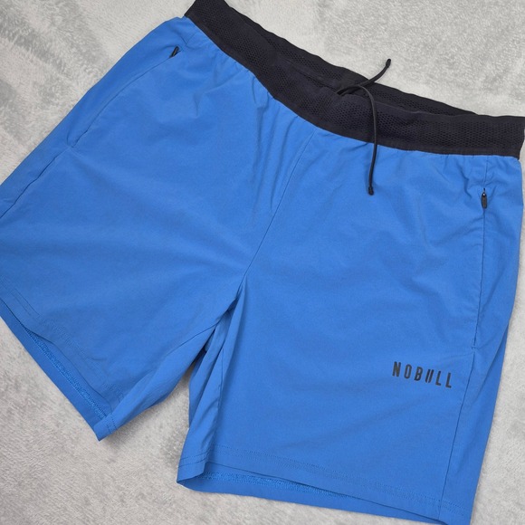 NOBULL Other - NOBULL Mens L Performance Training Athletic Gym Shorts Blue Black 7in Inseam